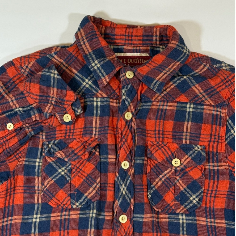 Comfort Outfitter Flannel Shirt Mens M Red Blue Plaid Cotton Gorpcore Lumberjack